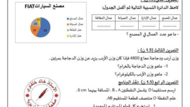 اختبار رياضيات 2024-2025