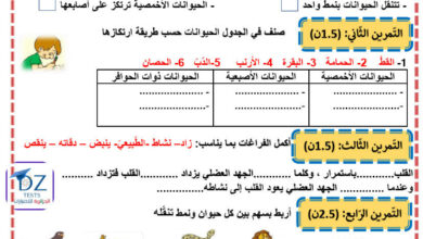 اختبار التربية العلمية والتكنولوجية عدد1 سنة ثالثة ابتدائي الفصل الاول 2023-2024