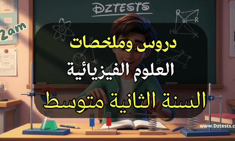 دروس وملخصات العلوم الفيزيائية السنة الثانية متوسط