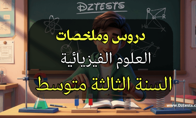 دروس وملخصات العلوم الفيزيائية السنة الثالثة متوسط