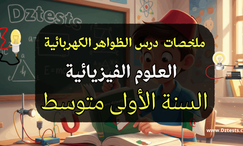 ملخص درس الظواهر الكهربائية - العلوم الفيزيائية - السنة الأولى متوسط