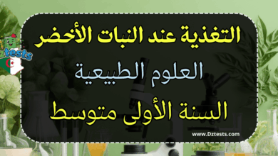 التغذية عند النبات الأخضر - العلوم الطبيعية - السنة الأولى متوسط