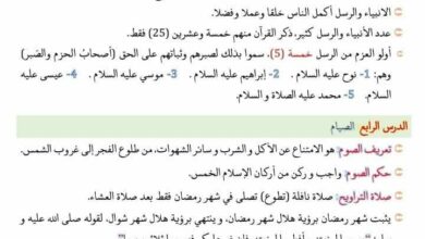 ملخص دروس التربية الاسلامية الرابعة ابتدائي الجيل الثاني