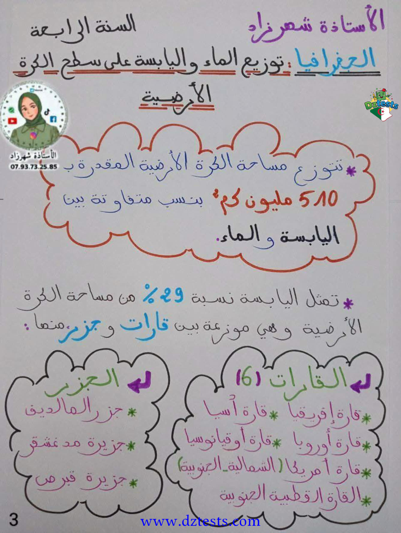 توزيع الماء واليابسة على سطح الكرة الأرضية