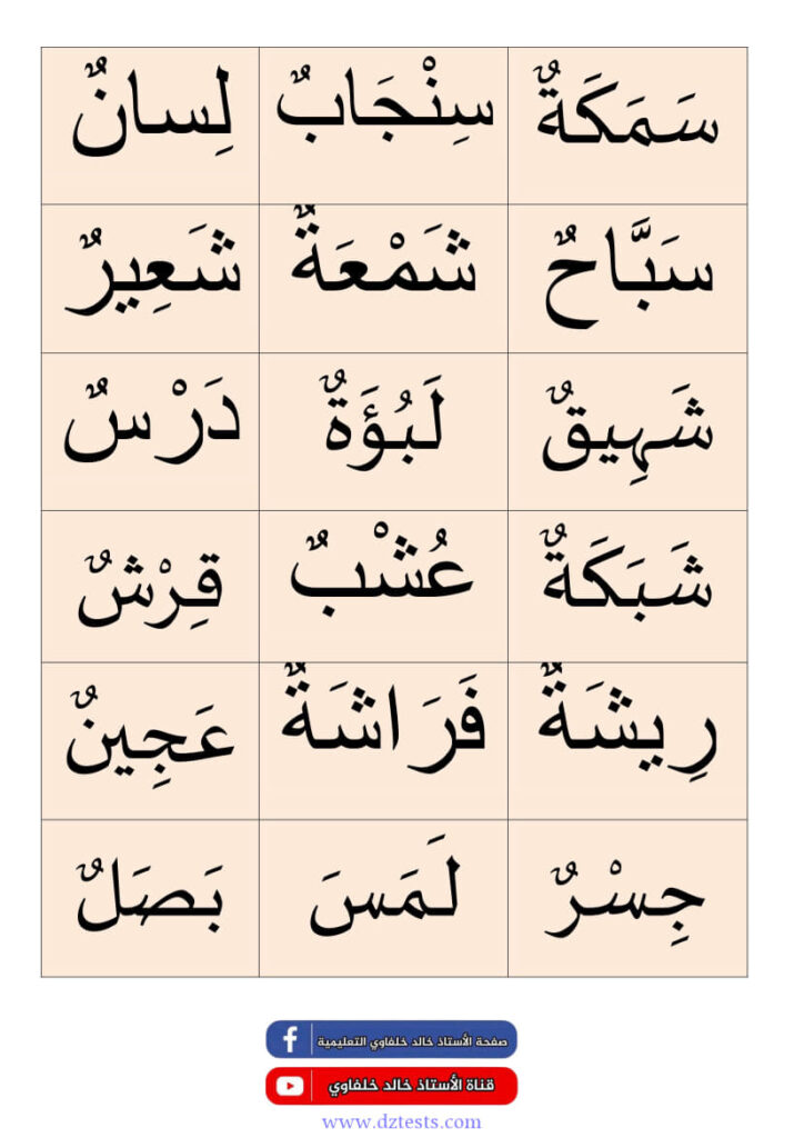 ادماج حرفي السين والشين - السنة الاولى ابتدائي