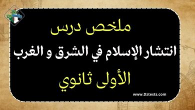 ملخص درس انتشار الإسلام في الشرق و الغرب سنة الثانية متوسط
